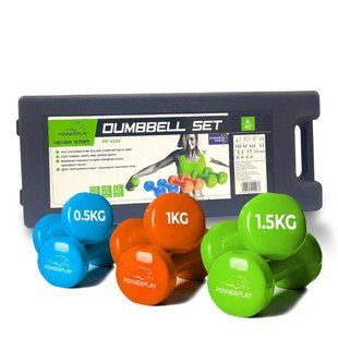 Набір гантелей в кейсі 6 кг. PowerPlay 4103 Fitness Dumbells (2шт.*0,5кг. 2шт.*1кг. 2шт.*1,5кг.) PP_4103_6kg фото