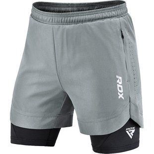 Компресійні шорти для RDX MMA T16 2-в-1 GREY/BLACK-L MSC-T16GB-L фото