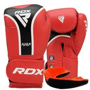Боксерські рукавиці RDX AURA PLUS T-17 Red/Black 16 унцій (капа в комплекті) BGR-T17RB-16OZ+ фото