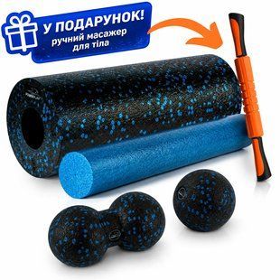 Масажний набір PowerPlay PP_4015 EPP Foam Roller Set 4in1 (2-ва роли + 2-ва м'ячі)&nbsp;Чорно-синій PP_4015_Blue фото