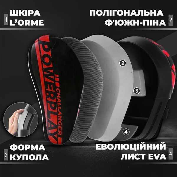Лапи боксерські PowerPlay 3041 Чорно-Червоні PU [пара] PP_3041_Red фото