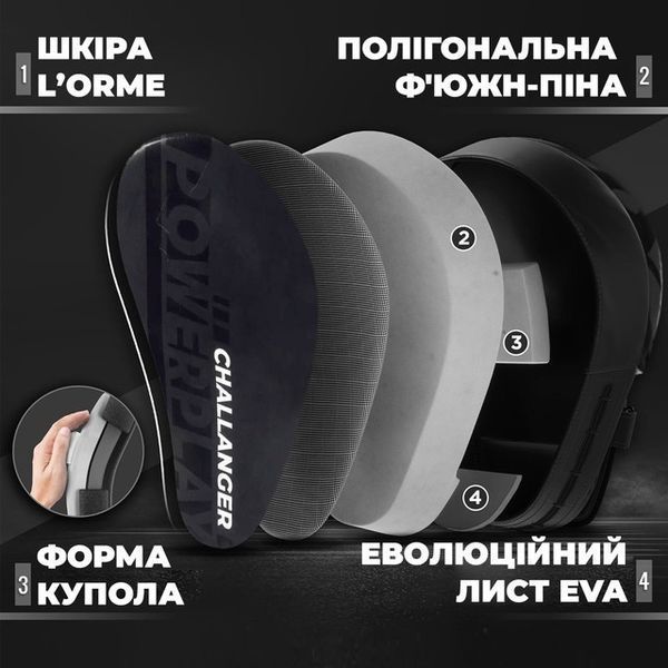 Лапи боксерські PowerPlay 3041 Challanger Чорно-Біліі PU [пара] PP_3041_White фото